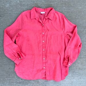 J.Jill Love Linen Button Down Shirt Pink Large 100% Linen